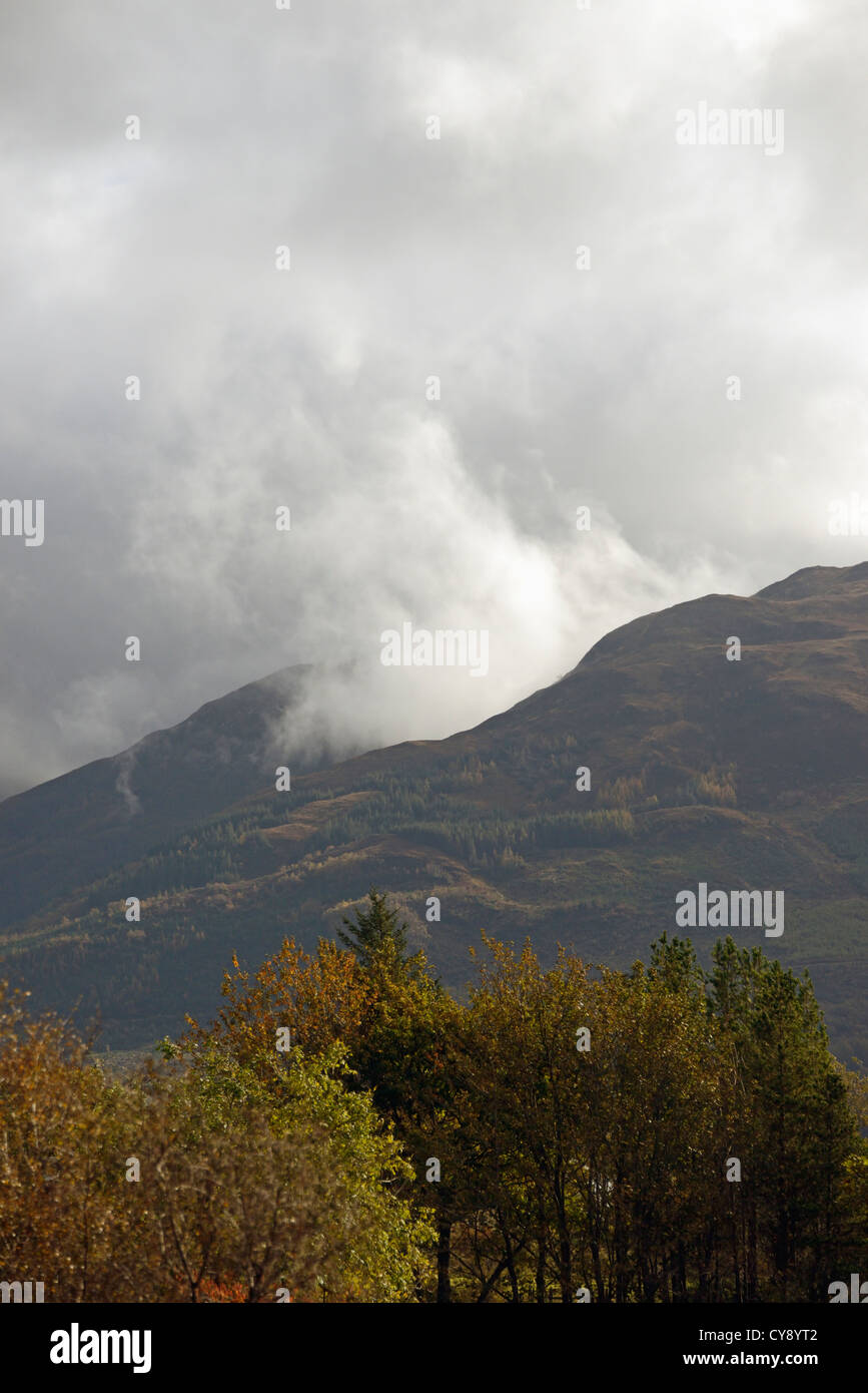Misty mountain. Beinn a' Bheithir, Onich, Lochaber, Scotland, United Kingdom, Europe. Stock Photo