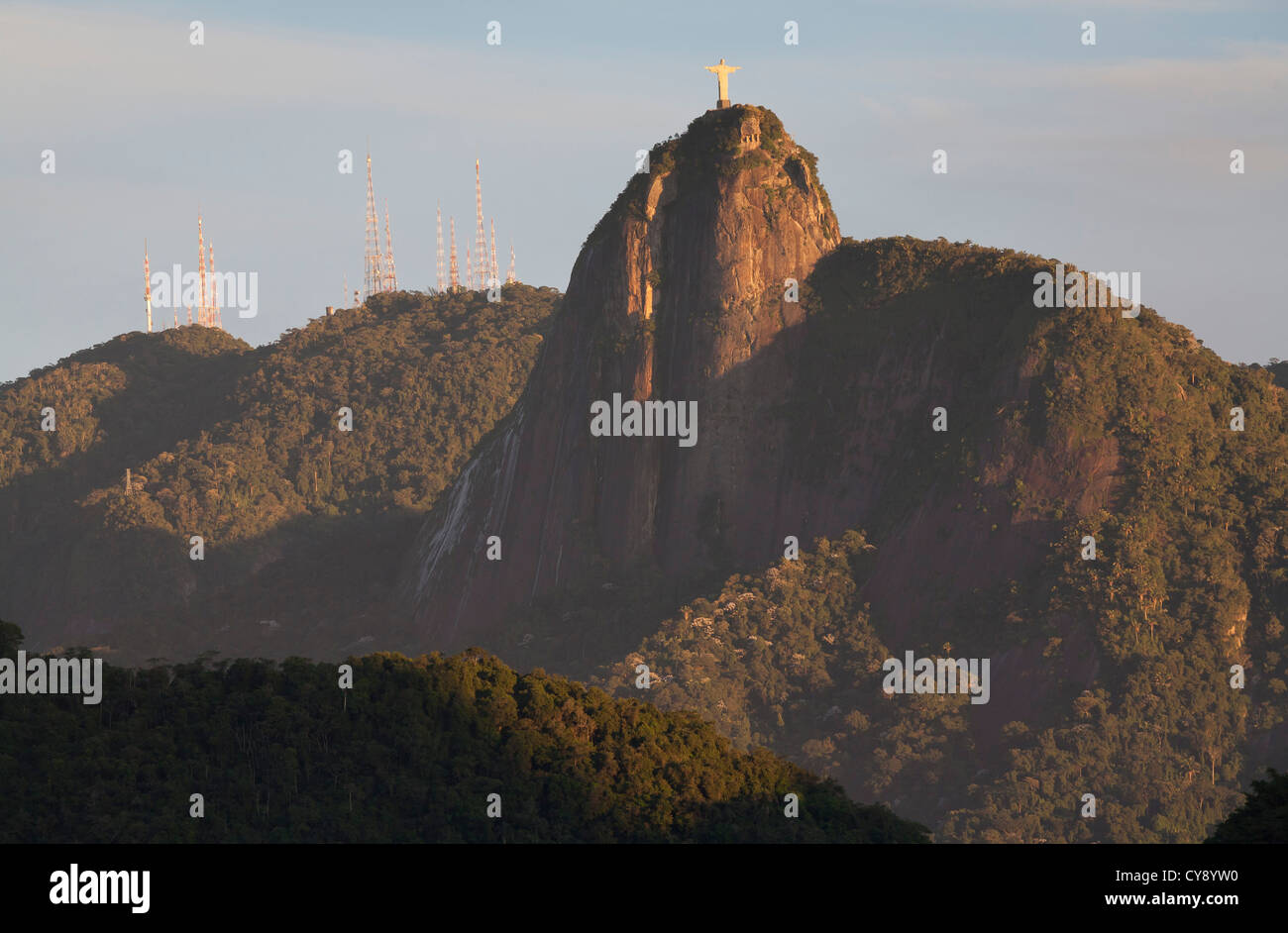 View to Corcovado Mountain from Leme Fort Rio de Janeiro Brazil Stock Photo