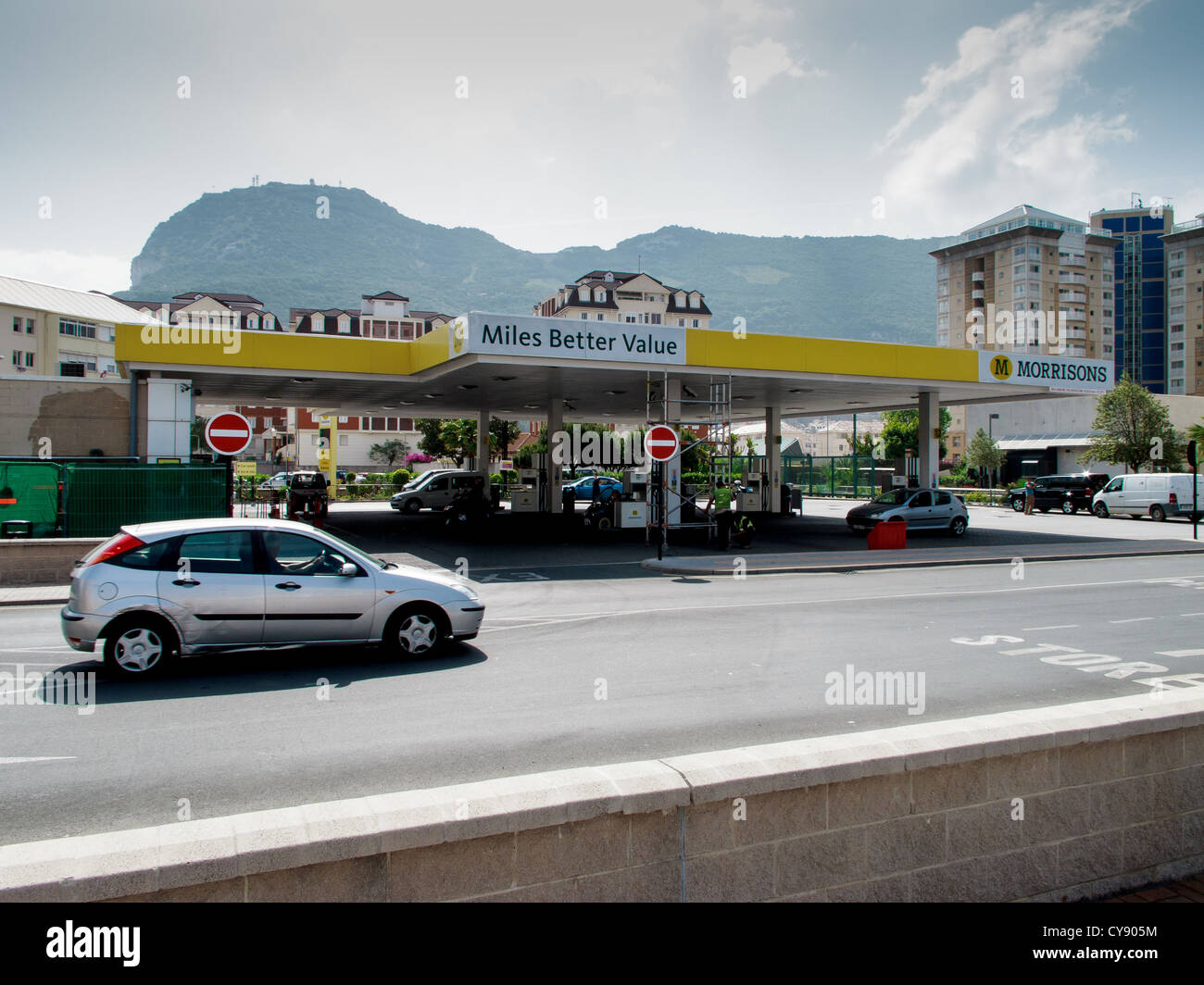 The Fuel station at Morrison's Gibraltar Stock Photo