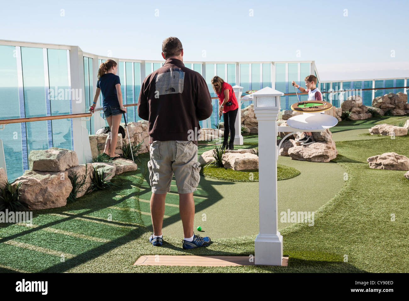 Miniature Golf Course Aboard Cruise Ship Stock Photo