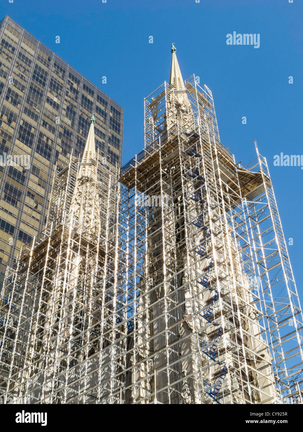St Patrick's Cathedral under Scaffolding, Midtown Manhattan, NYC Stock Photo