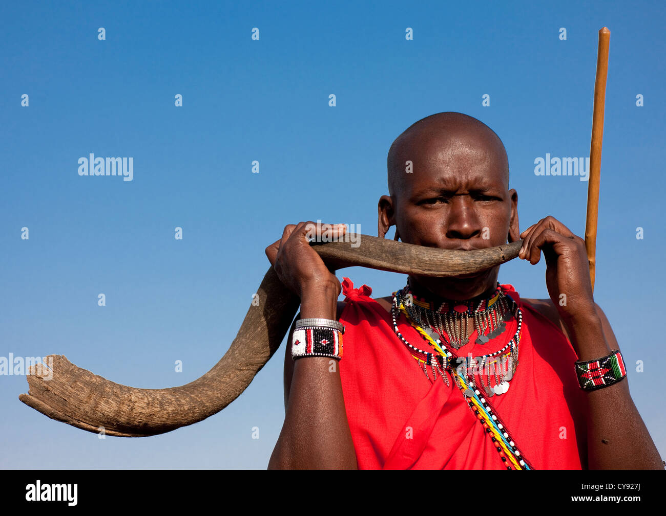 Maasai Warrior In Kenya Stock Photo