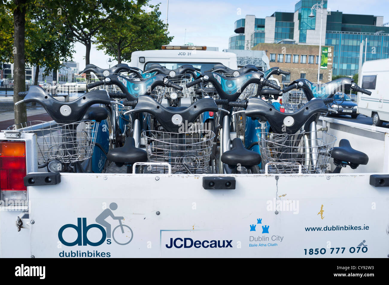 Rental bikes on truck in Dublin Ireland Stock Photo Alamy