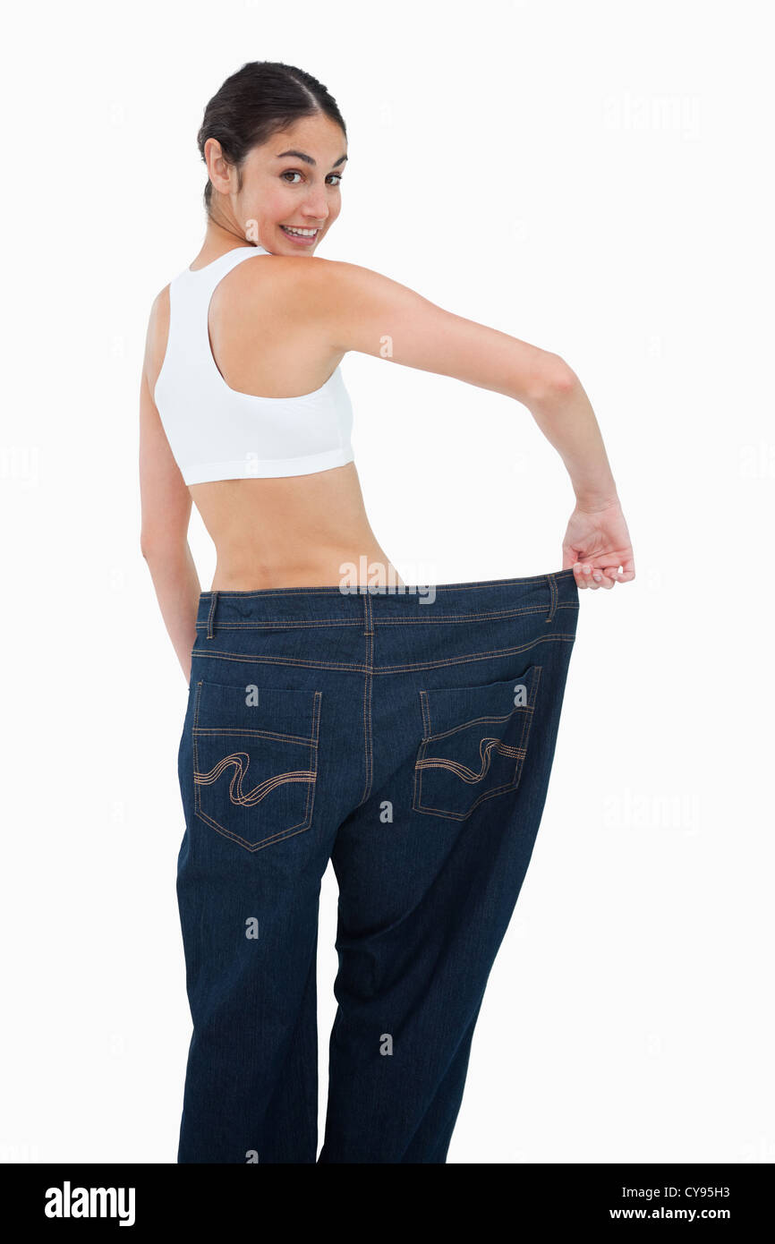 Full Woman Tries on Too Small Pants Lose Stock Image - Image of large,  figure: 112573209