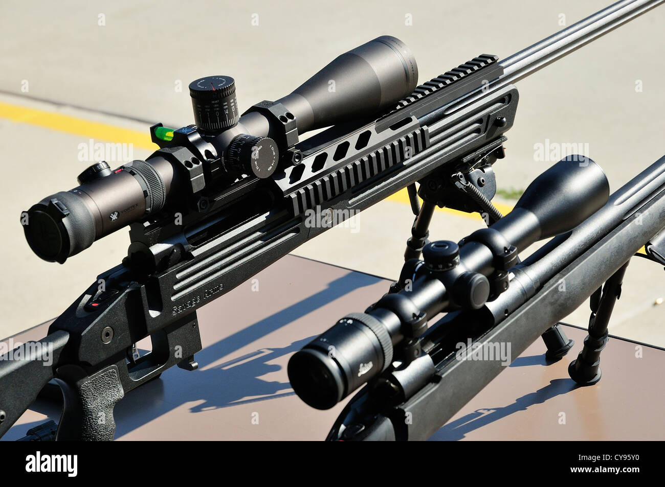 Sniper rifle and shotgun) at FBI shooting range in Chicago, Illinois