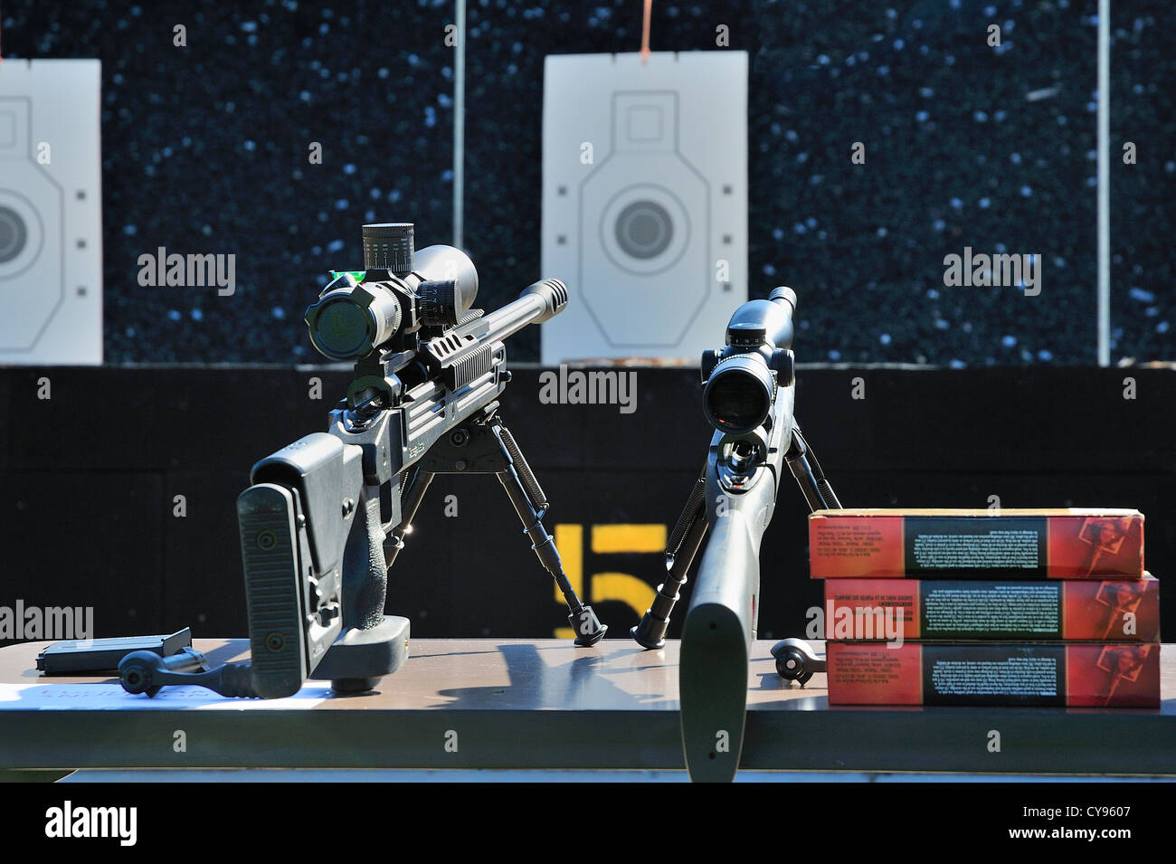 Firearms at FBI shooting range in Chicago, Illinois, USA Stock Photo