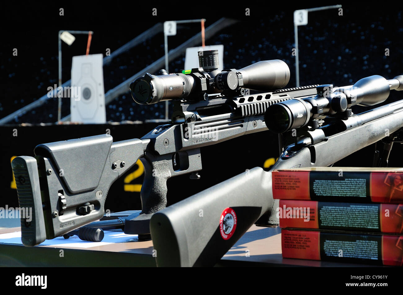 Firearms at FBI shooting range in Chicago, Illinois, USA Stock Photo