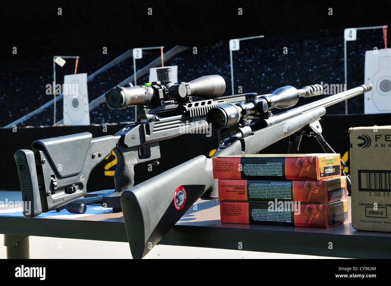 Firearms at FBI shooting range in Chicago, Illinois, USA Stock Photo