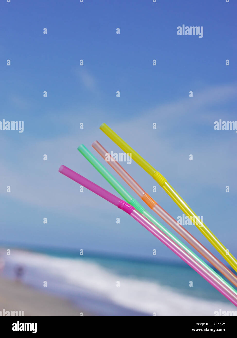 drinking straws beach drink outside at ocean Stock Photo Alamy