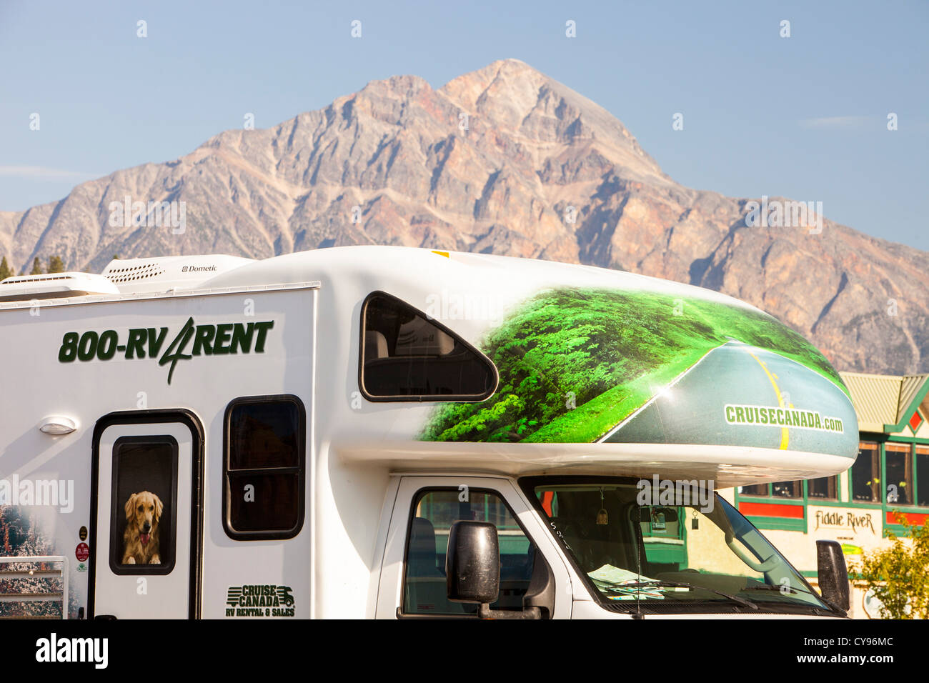 RV's in Jasper, Jasper National Park, Canadian Rockies Stock Photo Alamy