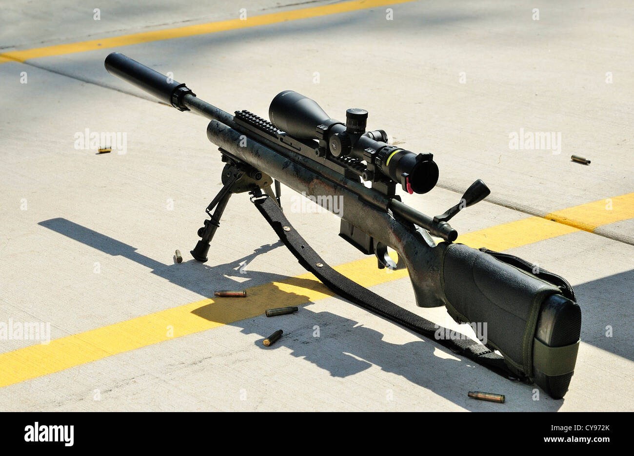 Automatic Rifle (AR) at FBI shooting range in Chicago, Illinois, USA. Stock Photo
