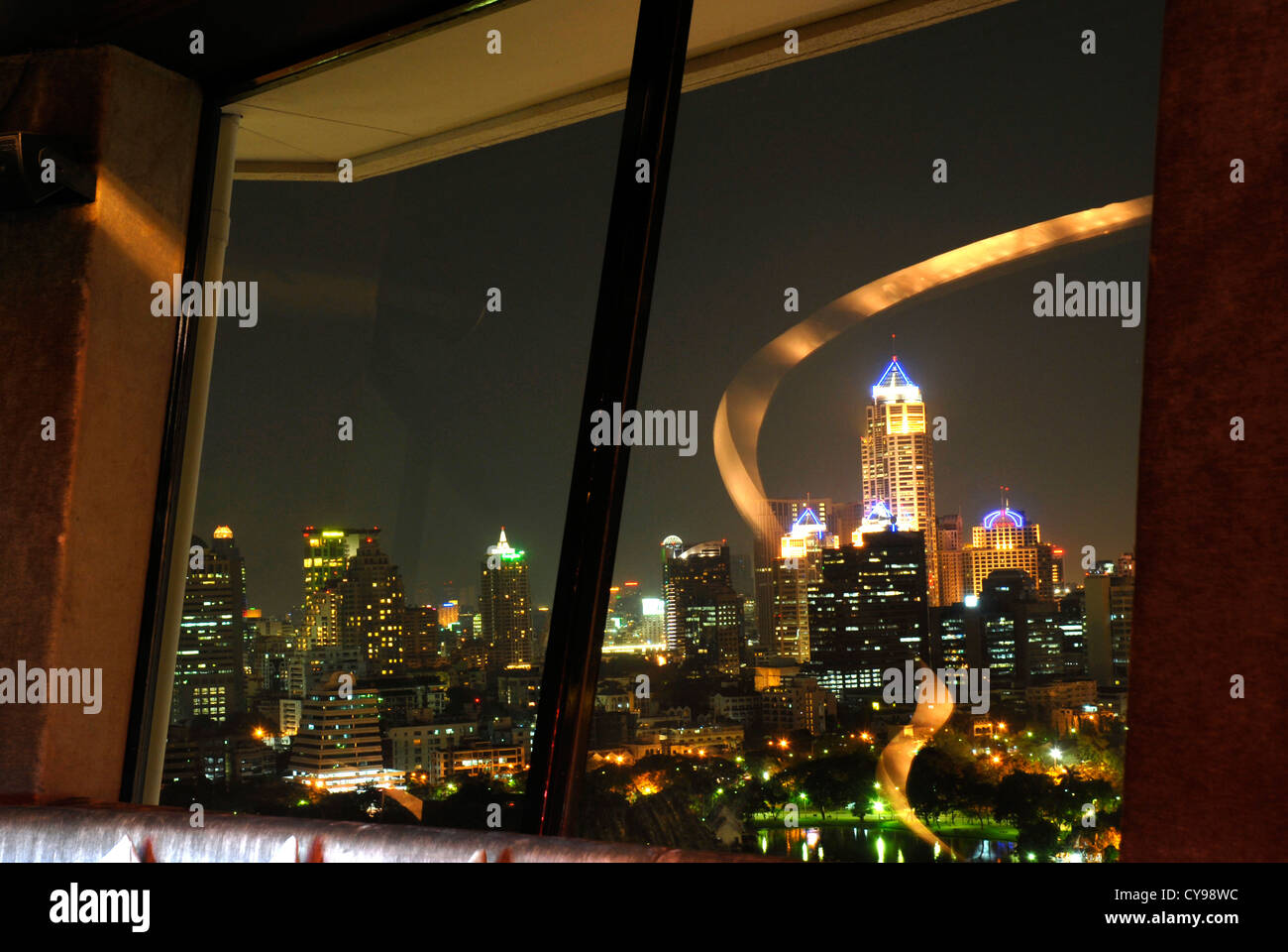 Panoramic, View, Night, Restaurant, Bar D Sens, Hotel Dusit Thani,  Bangkok, Sight, Thailand,  Asia Stock Photo