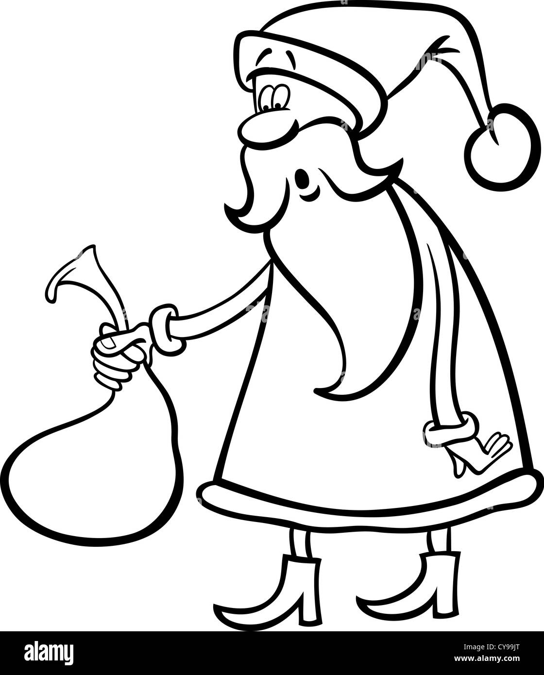 Cartoon Illustration of Funny Santa Claus or Papa Noel holding Very ...