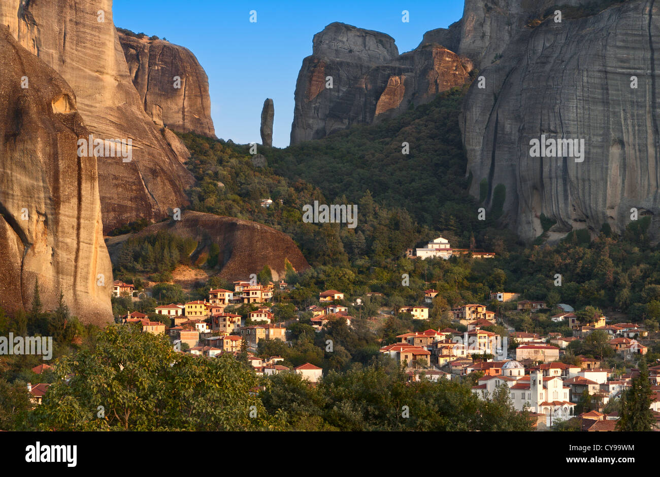 Kalampaka Hanging monasteries area at Meteora of Kalampaka in Greece Stock Photo ...