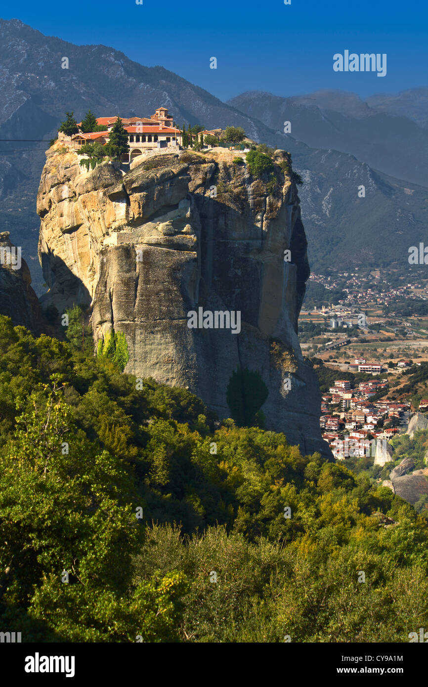 Kalampaka Hanging monasteries area at Meteora of Kalampaka in Greece Stock Photo ...
