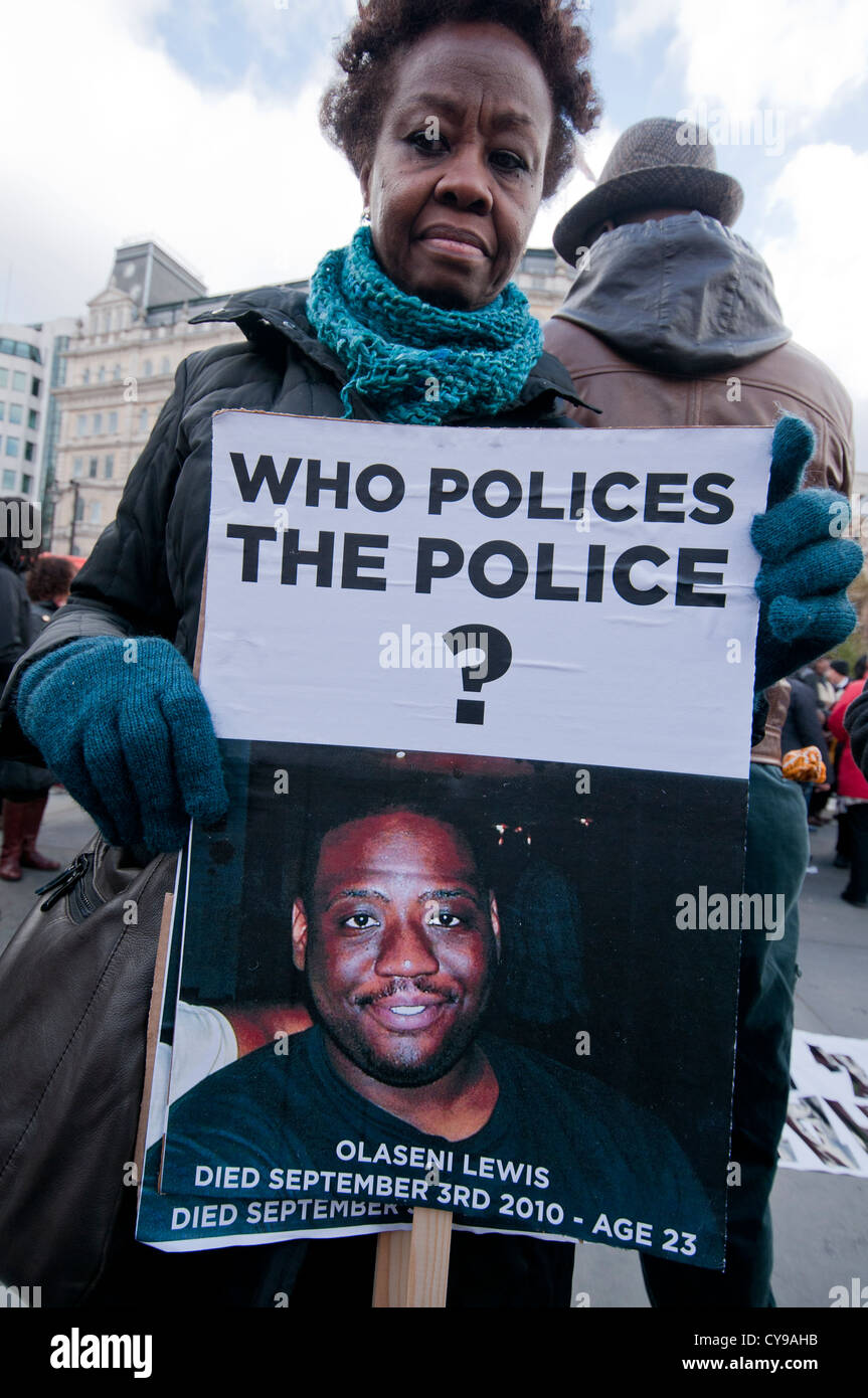 The 14th Annual  Friends & Family Campaign protest against death in custody 2012. Olaseni Lewis died in police custody age 23 in Stock Photo