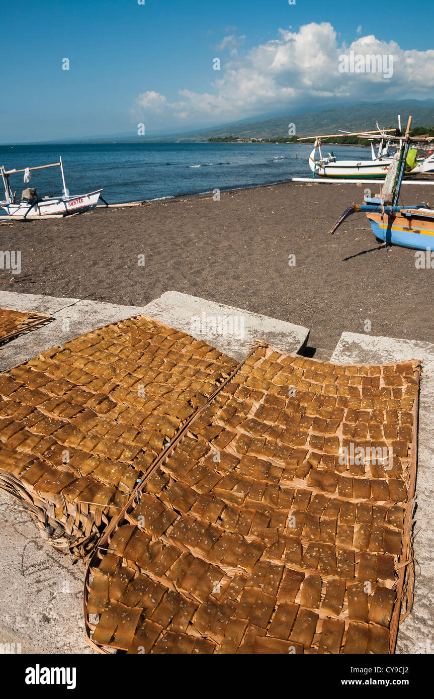 Kerupuk, fish crackers, sun drying on Lovina beach, Kalibukbuk, Lovina,  Northern Bali, Indonesia Stock Photo - Alamy