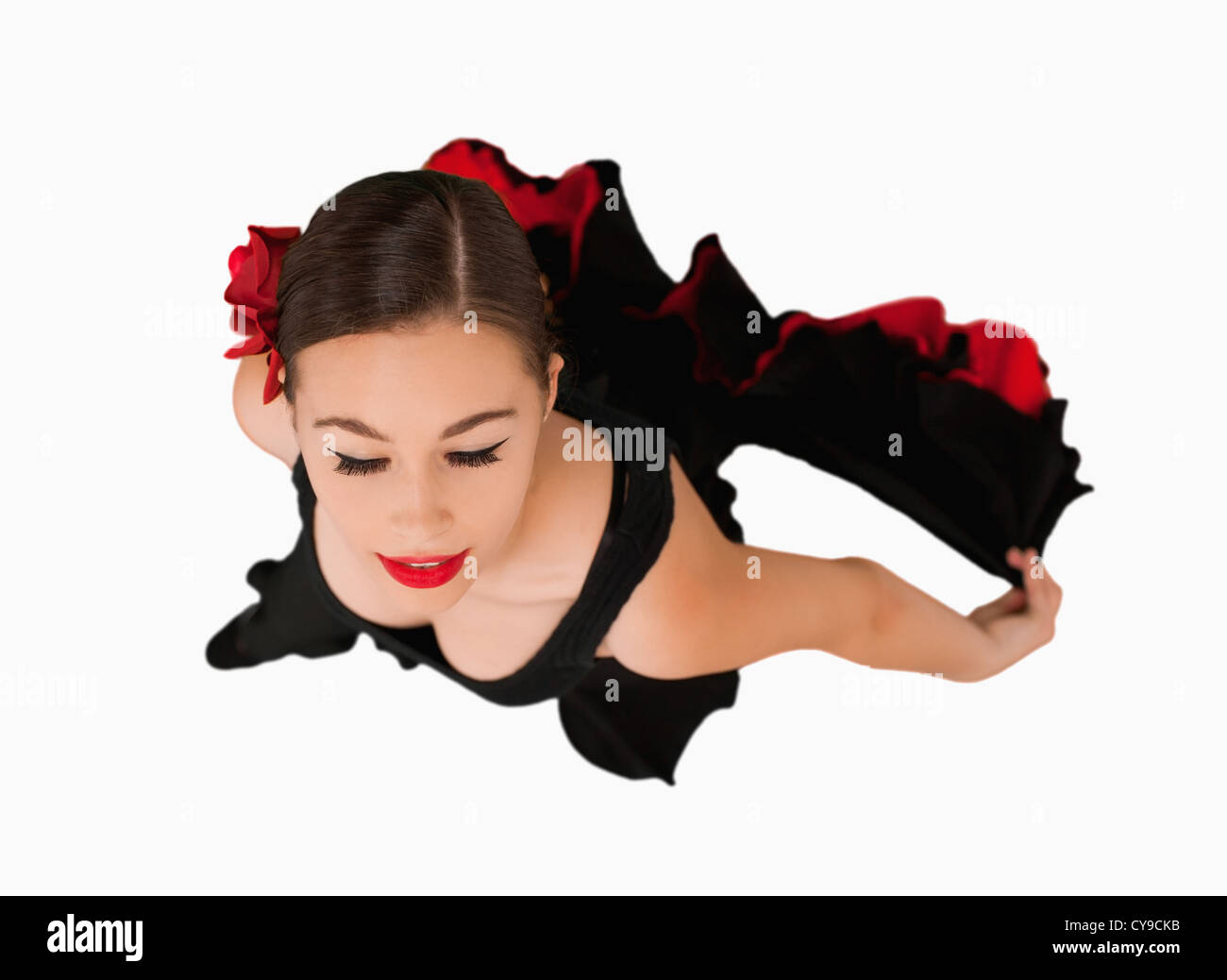 Overhead view of dancing woman Stock Photo Alamy