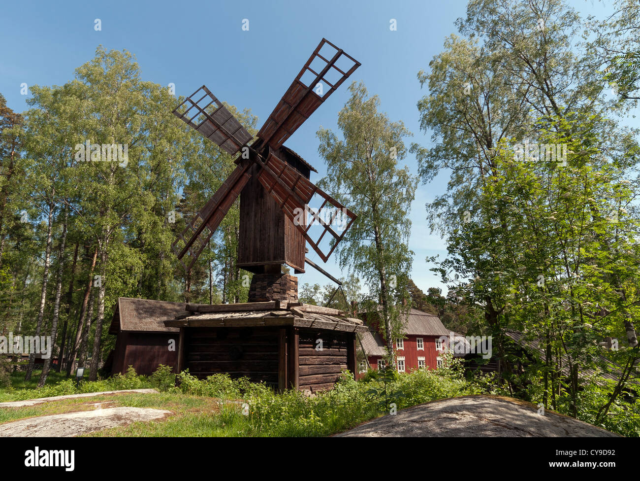 The Museum Island of Seurasaari, houses and other wooden architecture brought from all over Finland are on display here Stock Photo