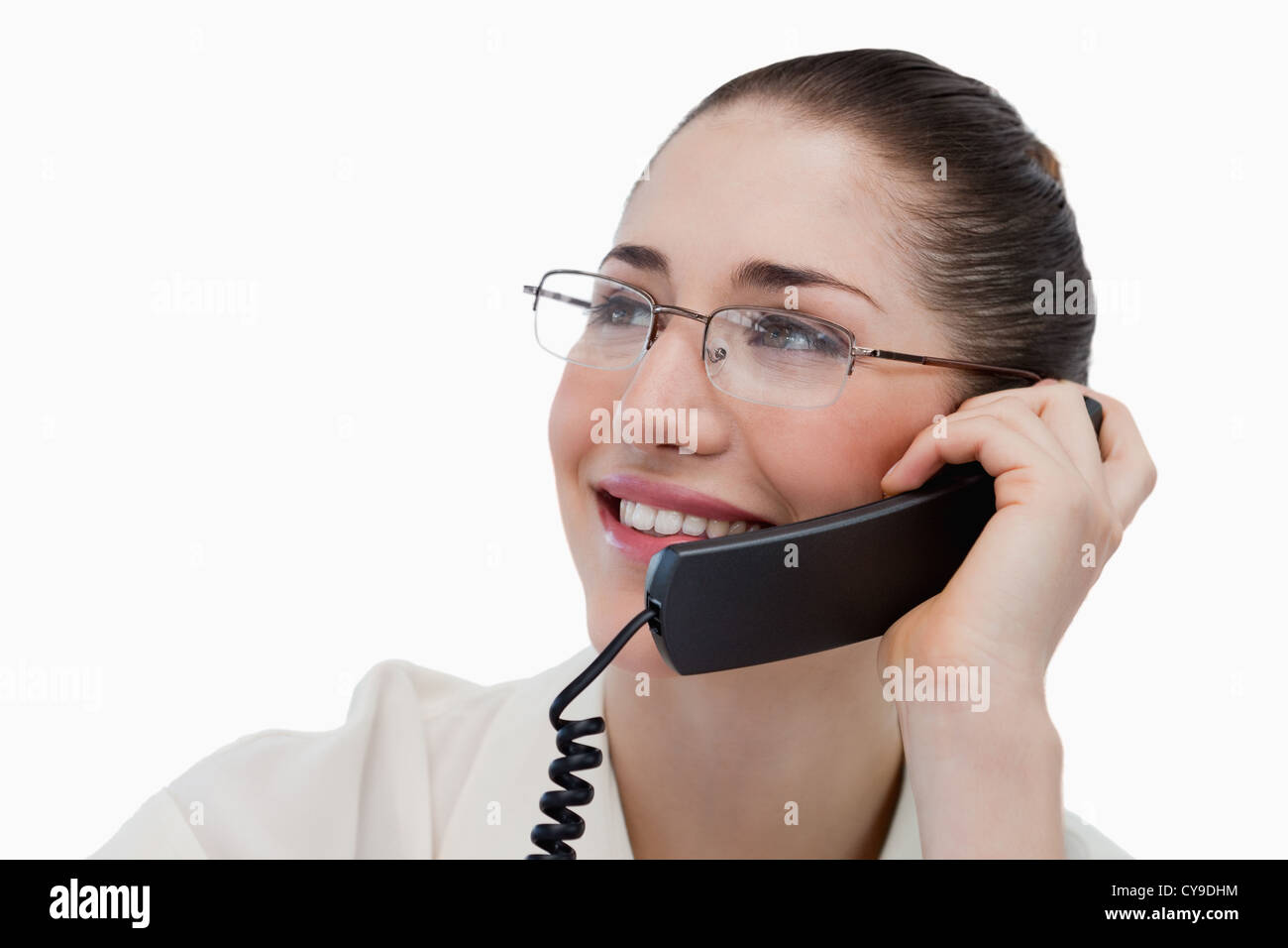 Close up smiling secretary calling hi-res stock photography and images ...