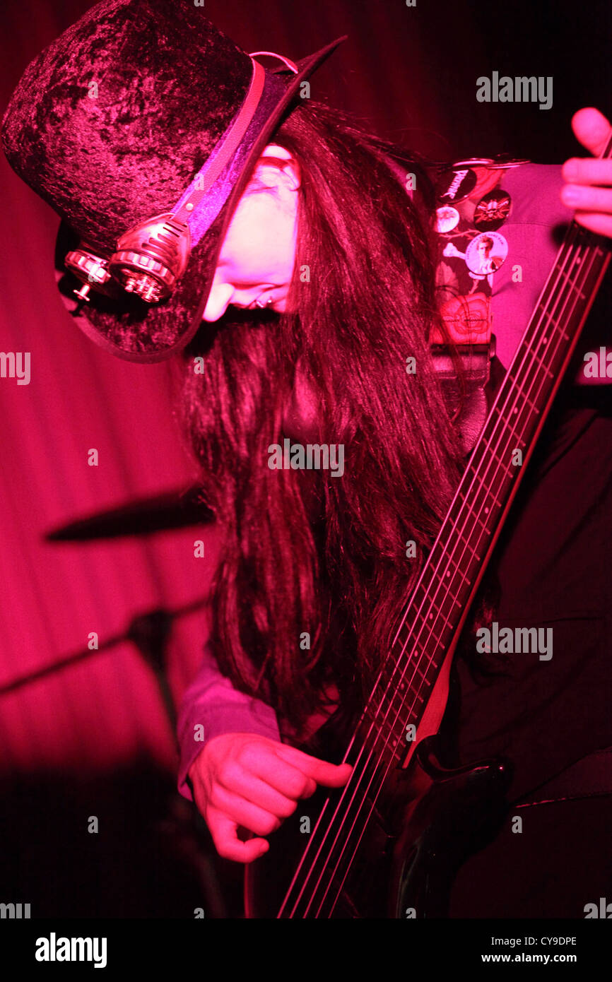 Bassist, Steampunk rock band Gladstone Stock Photo Alamy