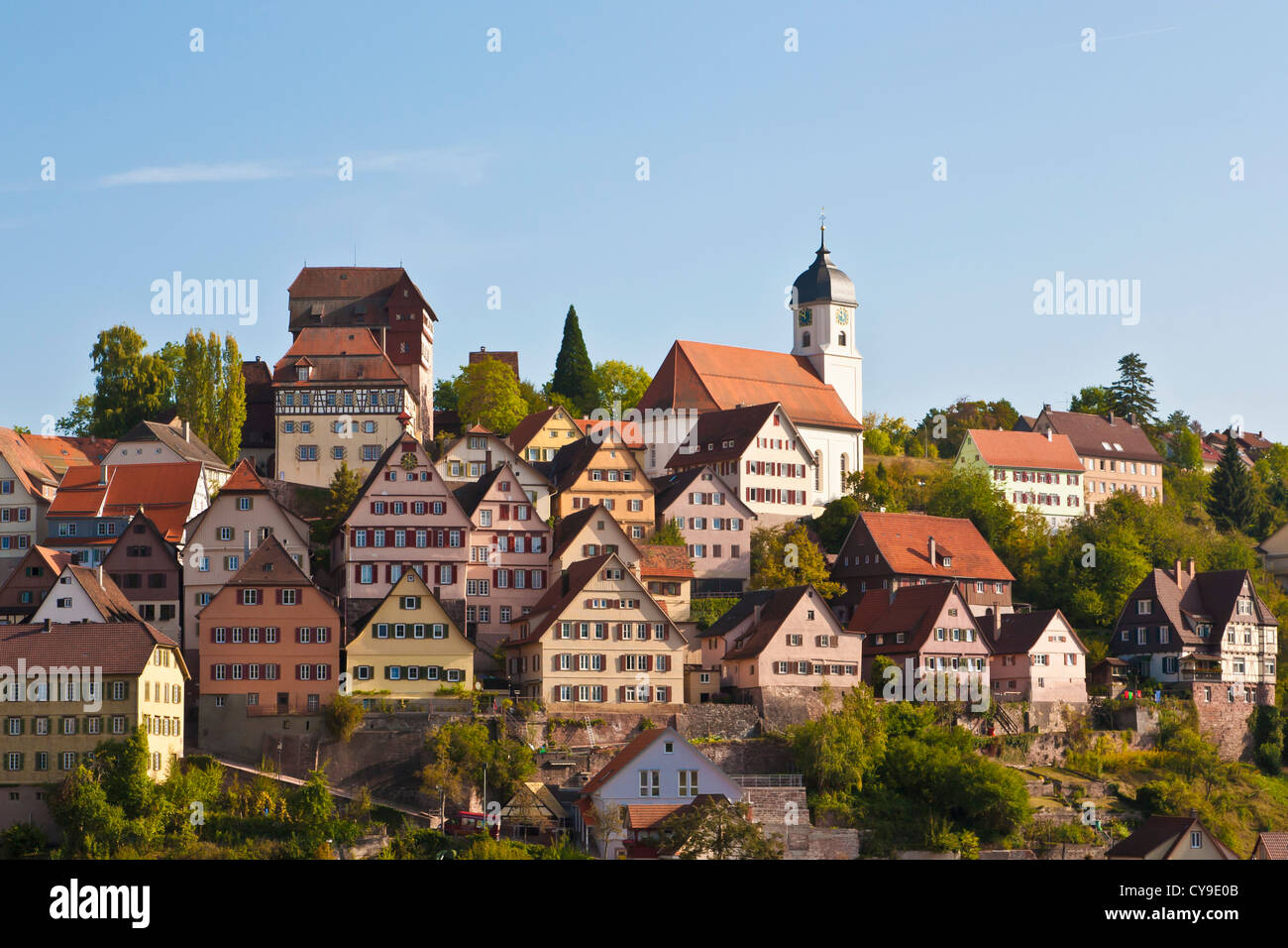 VIEW OF ALTENSTEIG, NORTHERN BLACK FOREST, BADEN-WUERTTEMBERG, GERMANY Stock Photo