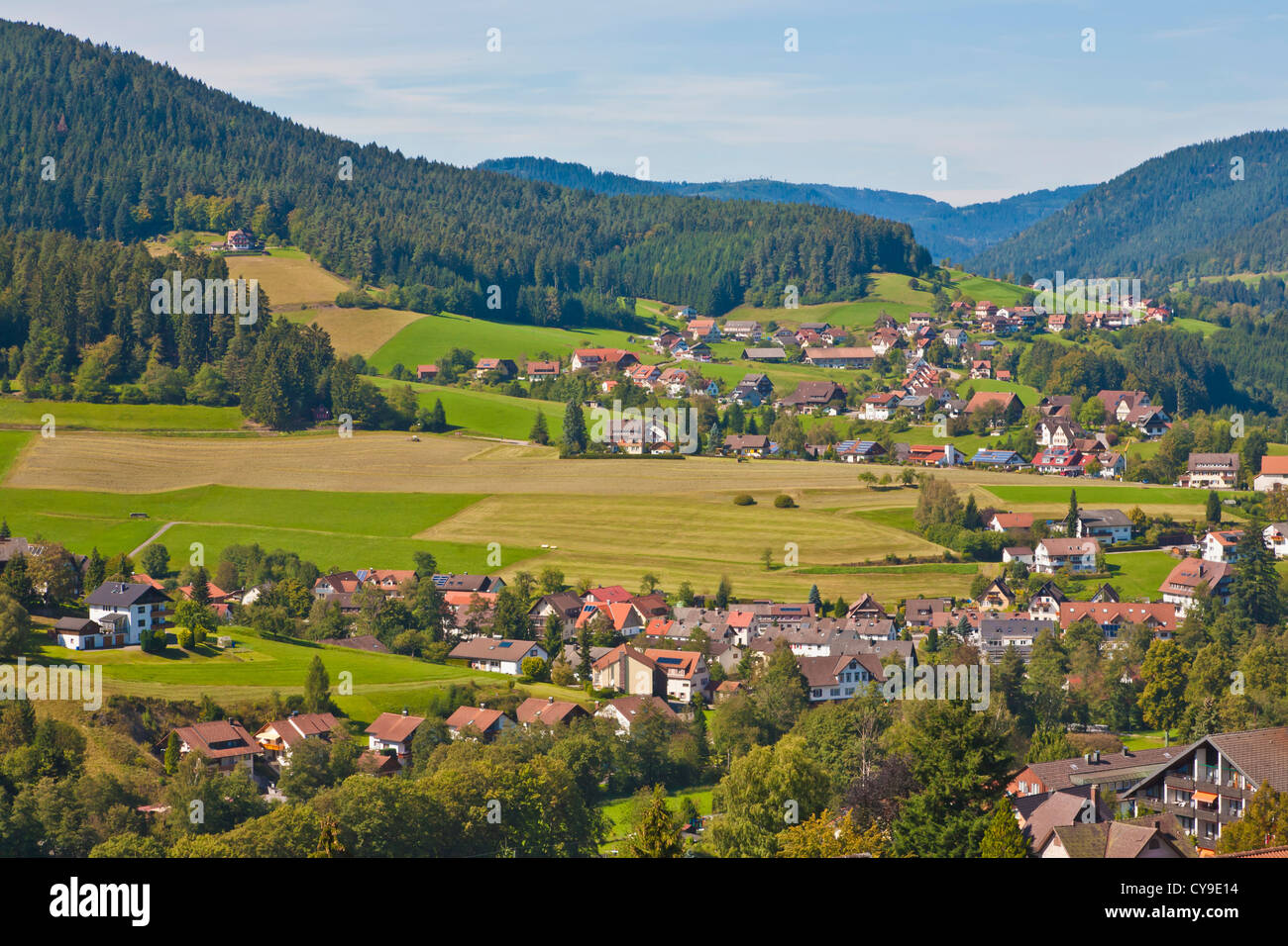 VIEW OF BAIERSBRONN, NORTHERN BLACK FOREST, BADEN-WUERTTEMBERG, GERMANY Stock Photo