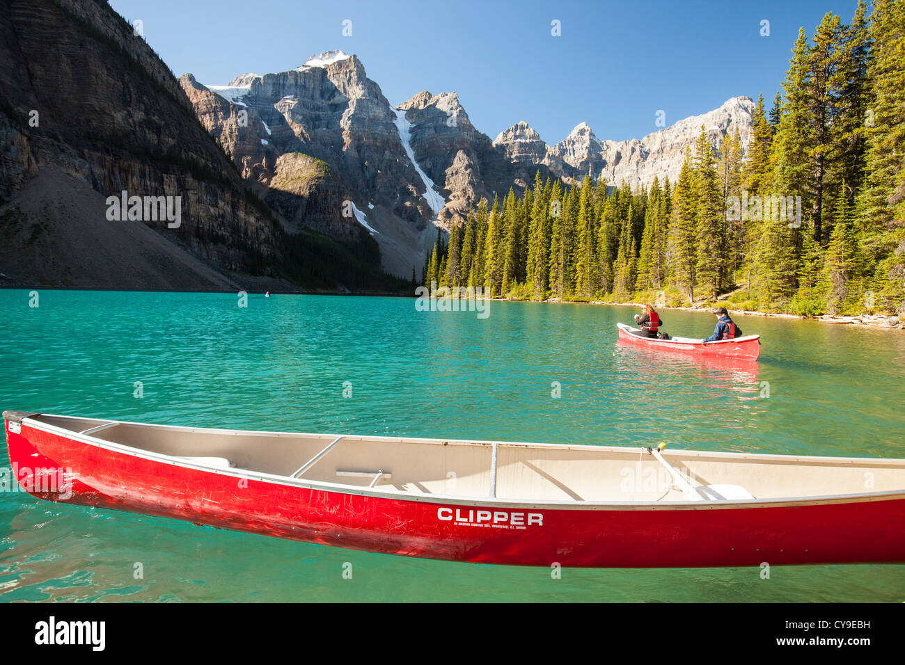 Moraine Lake in the Canadian Rockies is one of the most picturesque ...