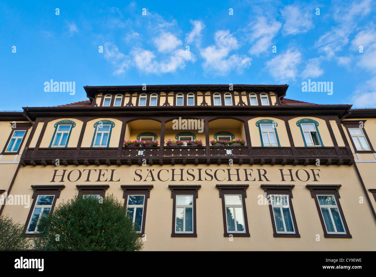 SACHSISCHER HOF ROMANTIC HOTEL RESTAURANT, MEININGEN, THURINGIA, GERMANY Stock Photo
