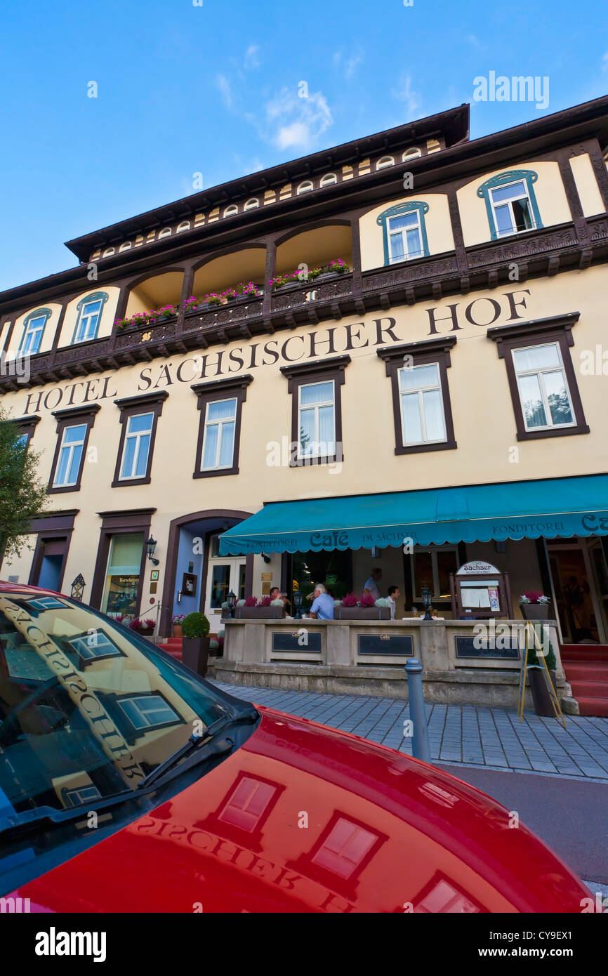 SACHSISCHER HOF ROMANTIC HOTEL RESTAURANT, MEININGEN, THURINGIA, GERMANY Stock Photo