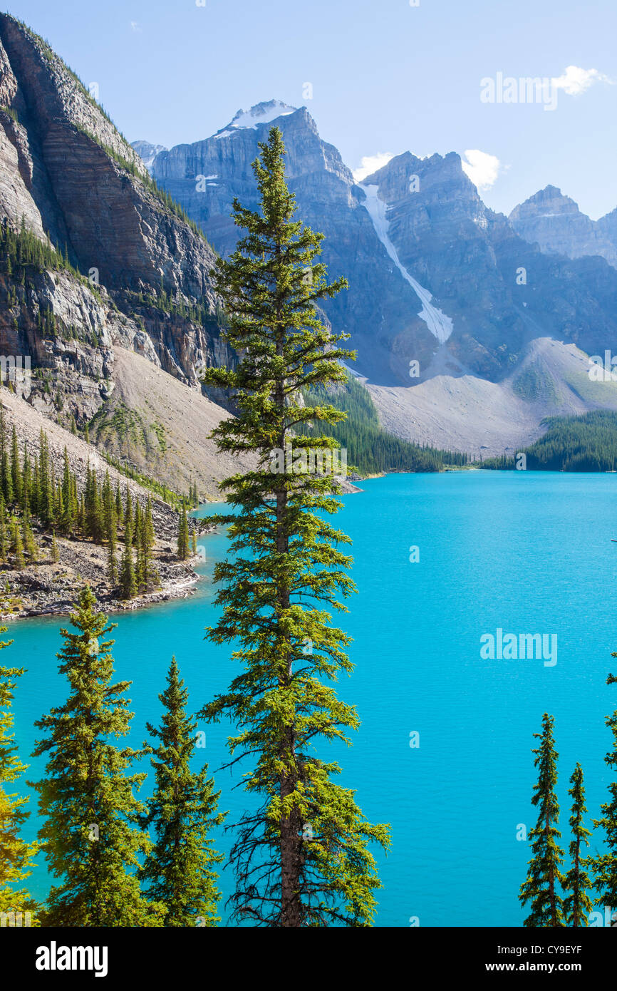 Moraine Lake in the Canadian Rockies is one of the most picturesque ...