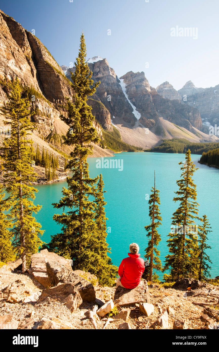 Moraine Lake in the Canadian Rockies is one of the most picturesque ...