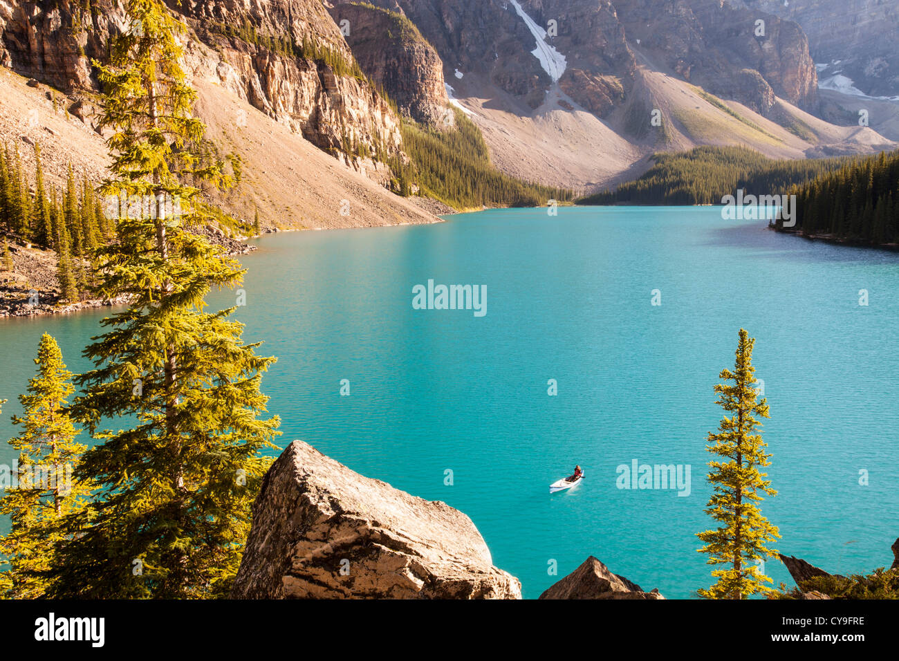 Moraine Lake in the Canadian Rockies is one of the most picturesque ...