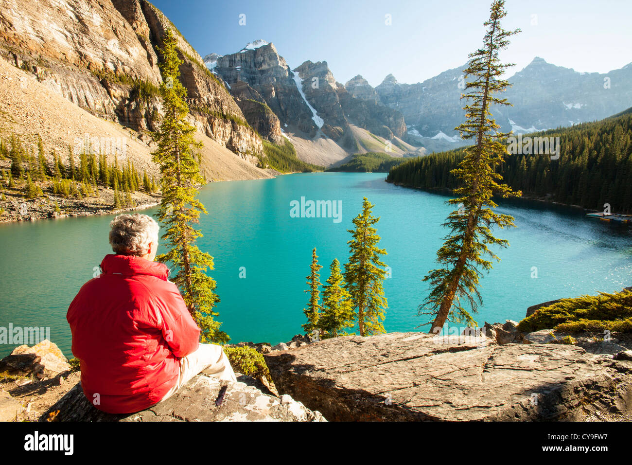 Moraine Lake in the Canadian Rockies is one of the most picturesque ...