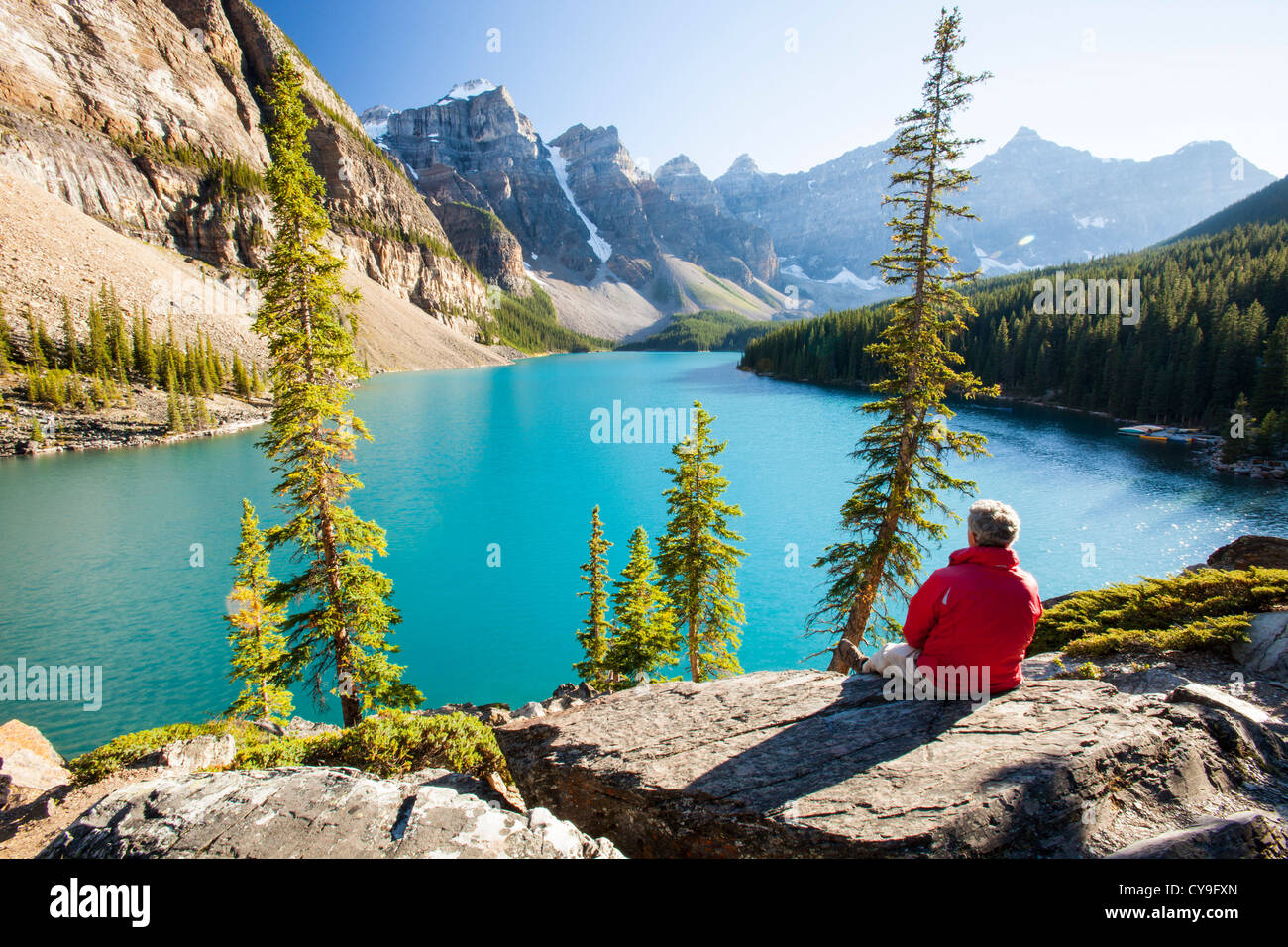 Moraine Lake in the Canadian Rockies is one of the most picturesque ...