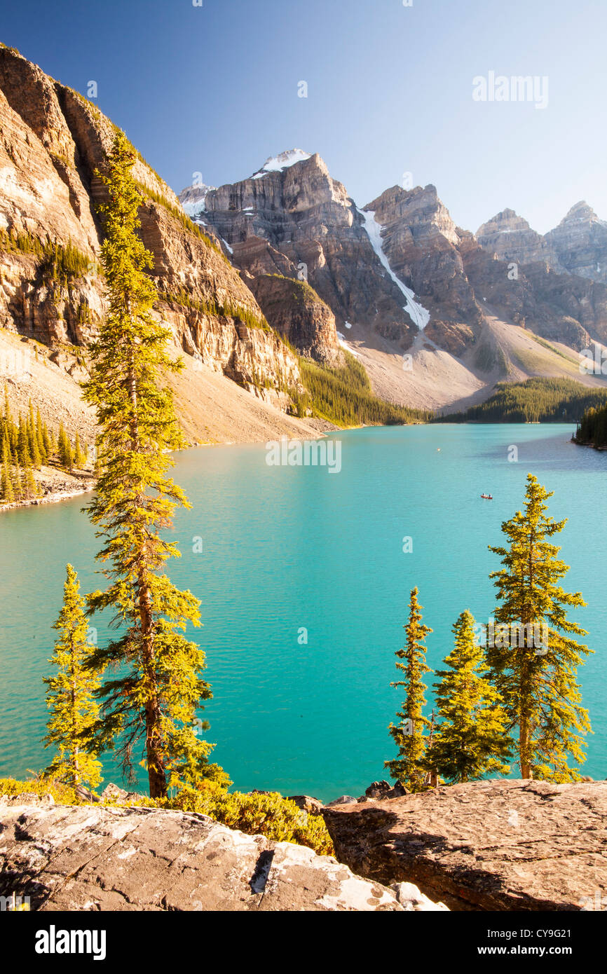 Moraine Lake in the Canadian Rockies is one of the most picturesque ...