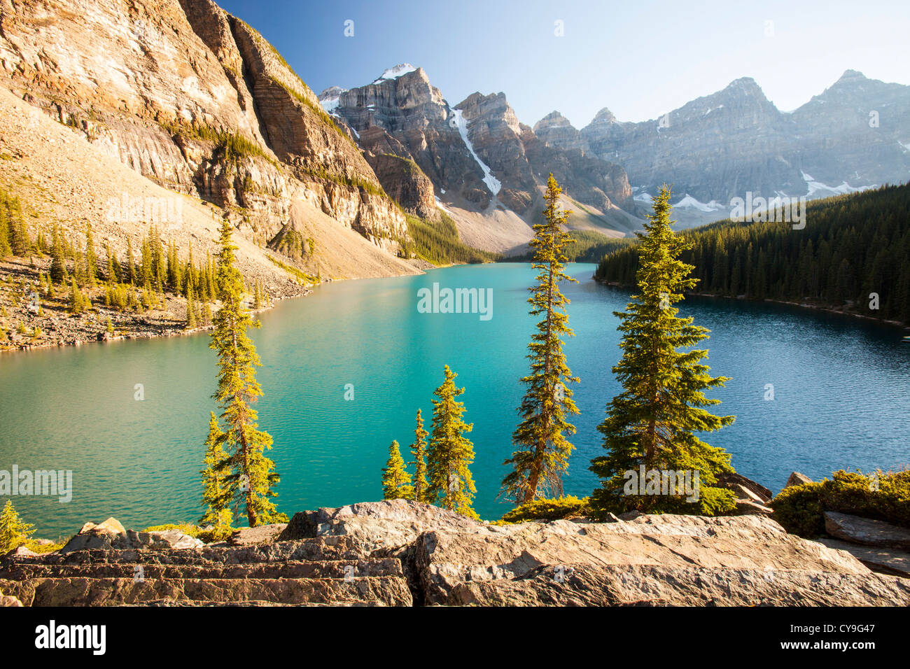 Moraine Lake in the Canadian Rockies is one of the most picturesque ...