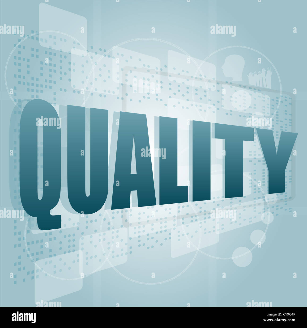 words quality on digital screen, business concept Stock Photo