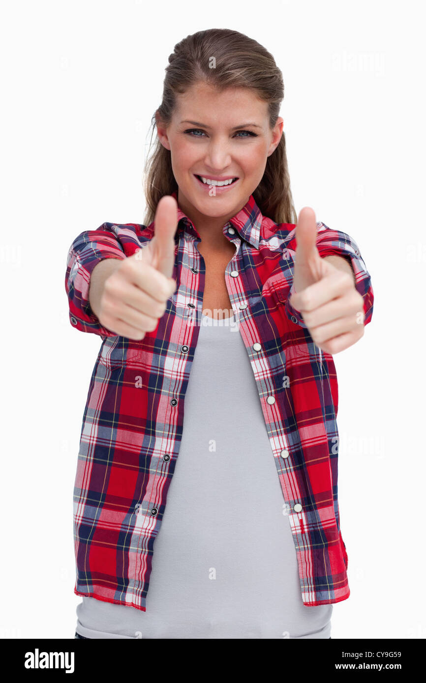 Portrait young woman thumbs up hi-res stock photography and images - Alamy