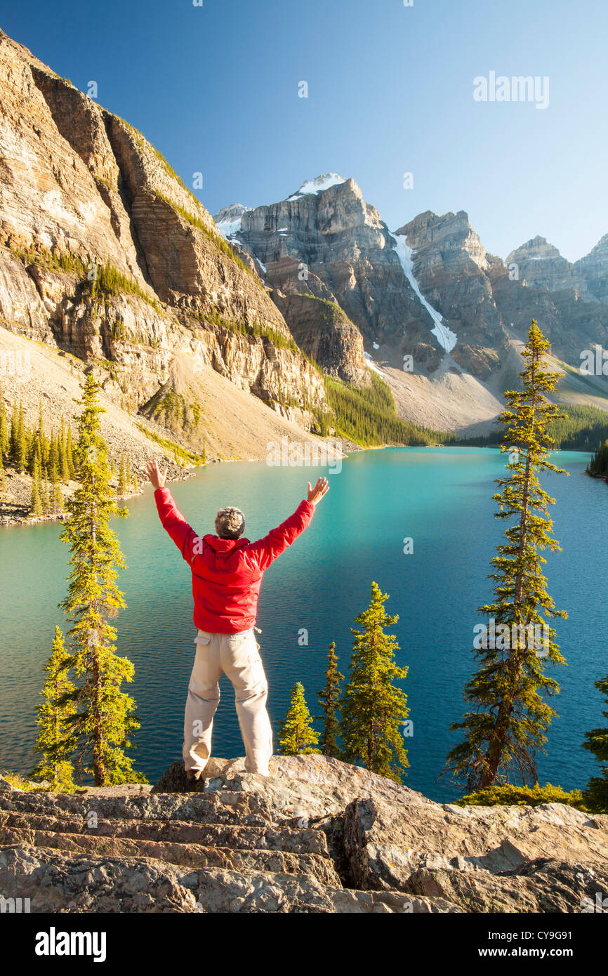 Moraine Lake in the Canadian Rockies is one of the most picturesque ...