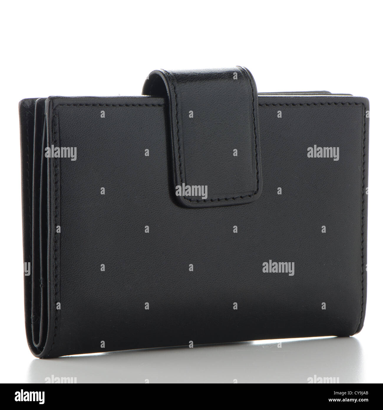 Black leather purse isolated on white background Stock Photo - Alamy