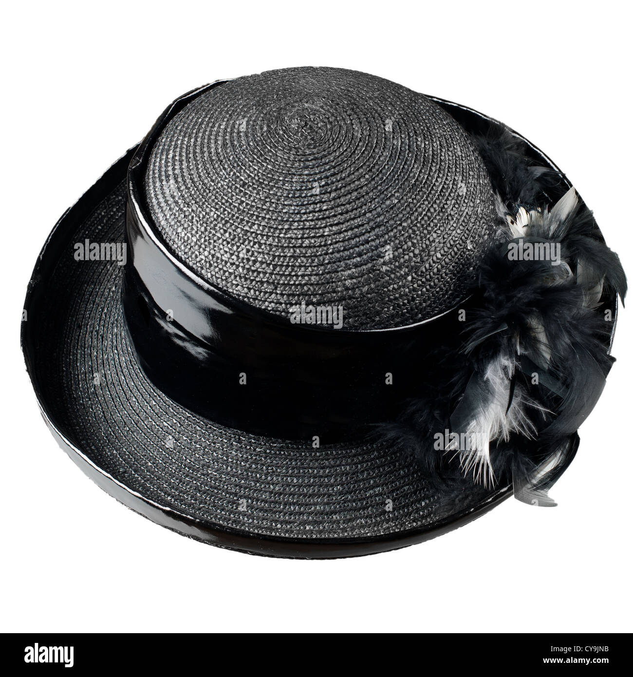 Black vintage hat isolated on white background Stock Photo - Alamy