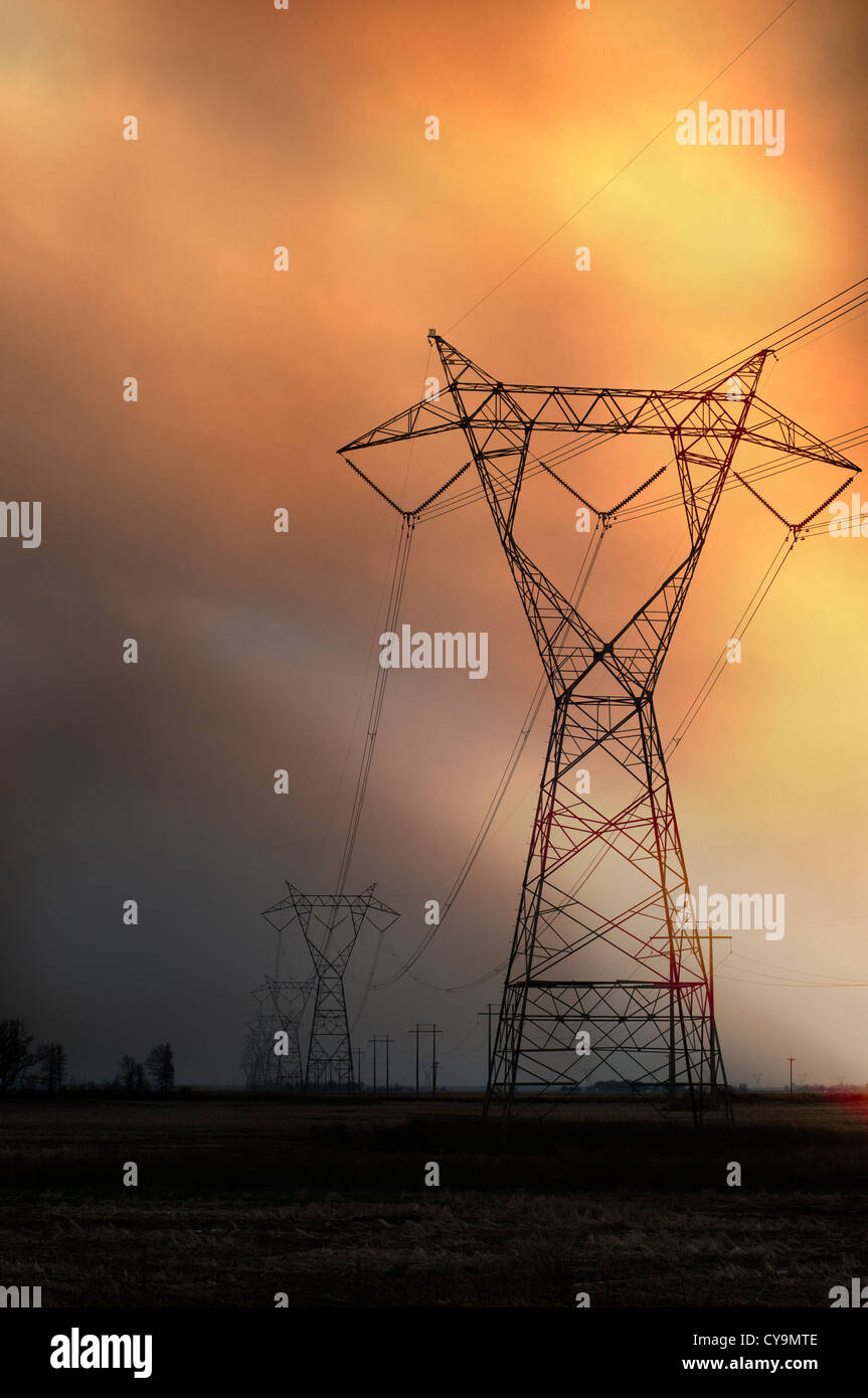 Electricity transmission tower. North East Arkansas, USA Stock Photo