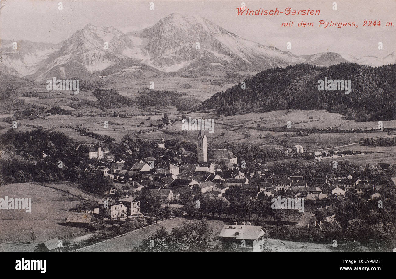 Windischgarsten  in an old postcard Stock Photo