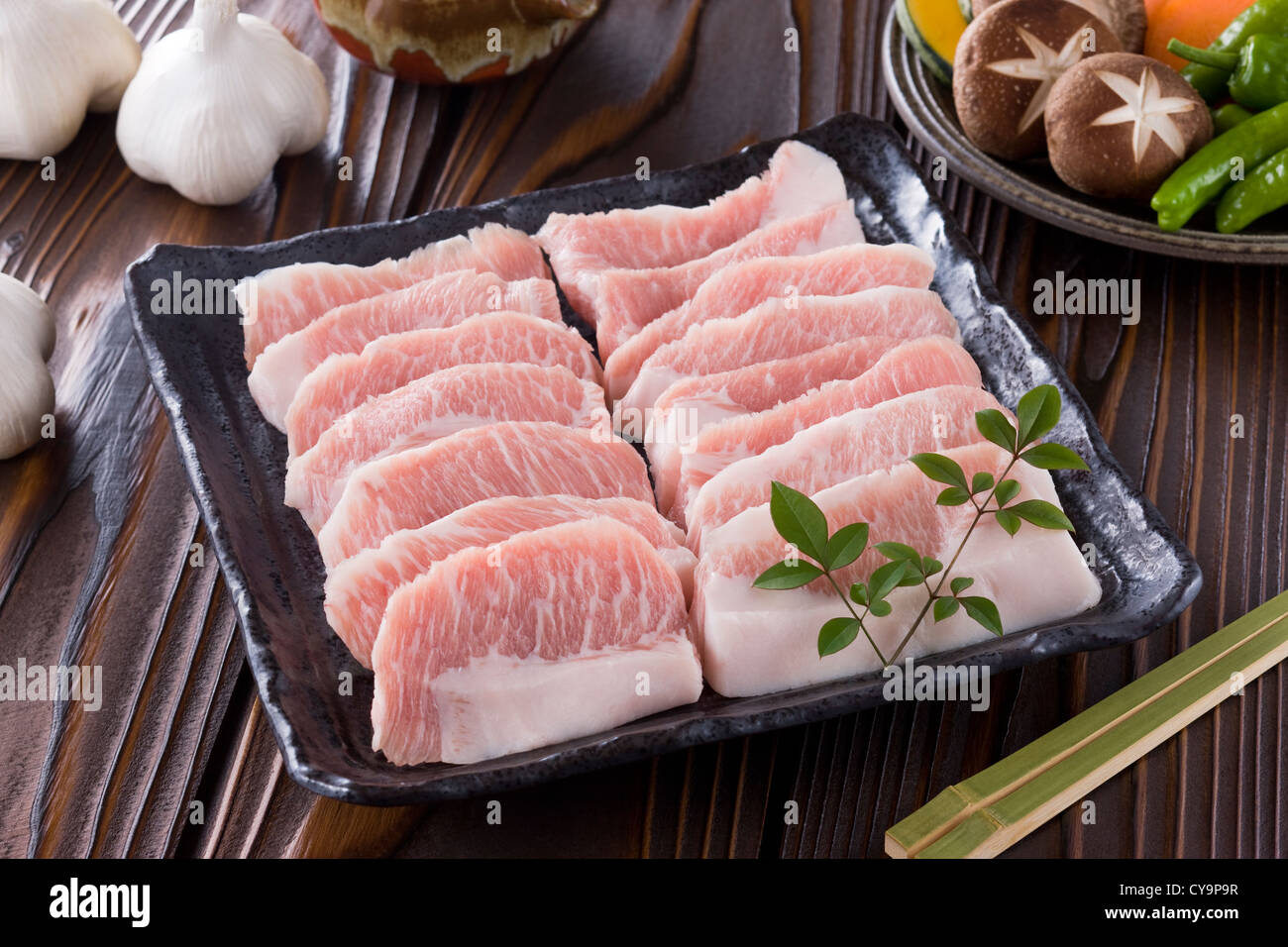 Sliced Fatty Pork Stock Photo - Alamy