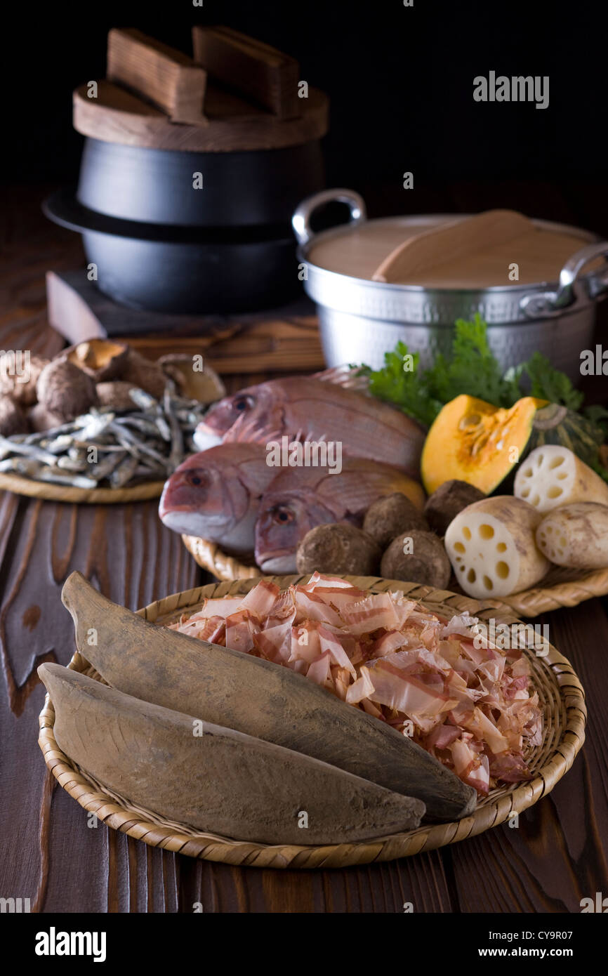 Ingredients of Traditional Japanese Food Stock Photo