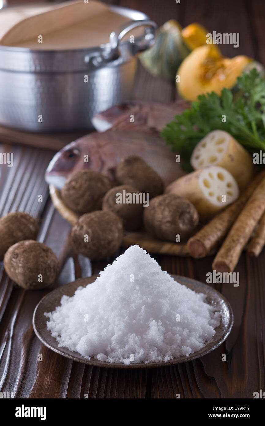 Salt and Ingredients of Traditional Japanese Food Stock Photo Alamy