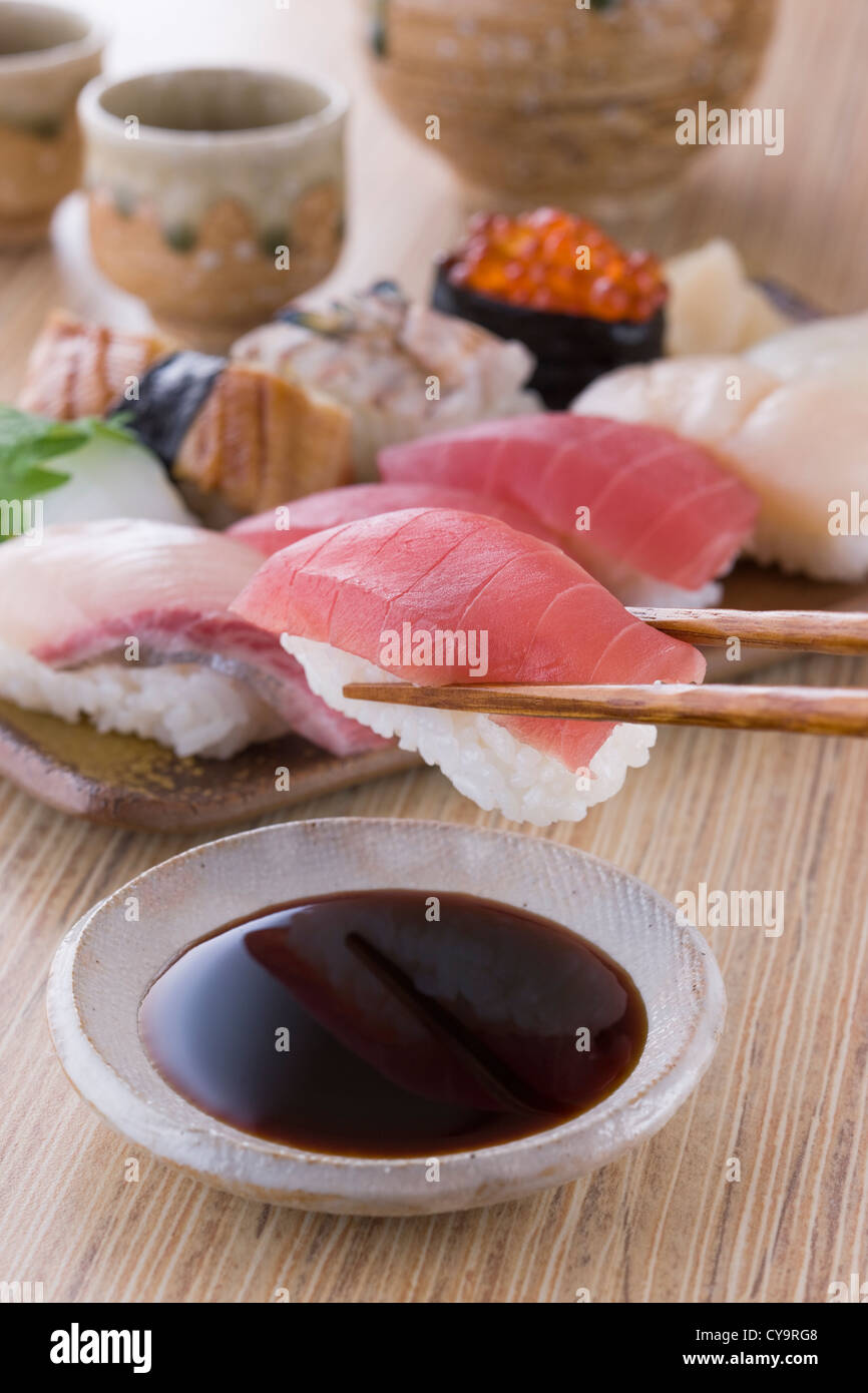 Soy Sauce and Sushi Stock Photo - Alamy