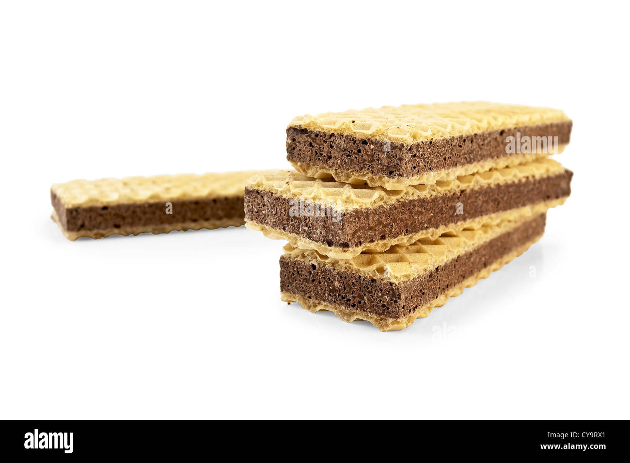 Chocolate Polymorphs Stacking Pattern A stack of wafers spaced with porous chocolate isolated on white ...