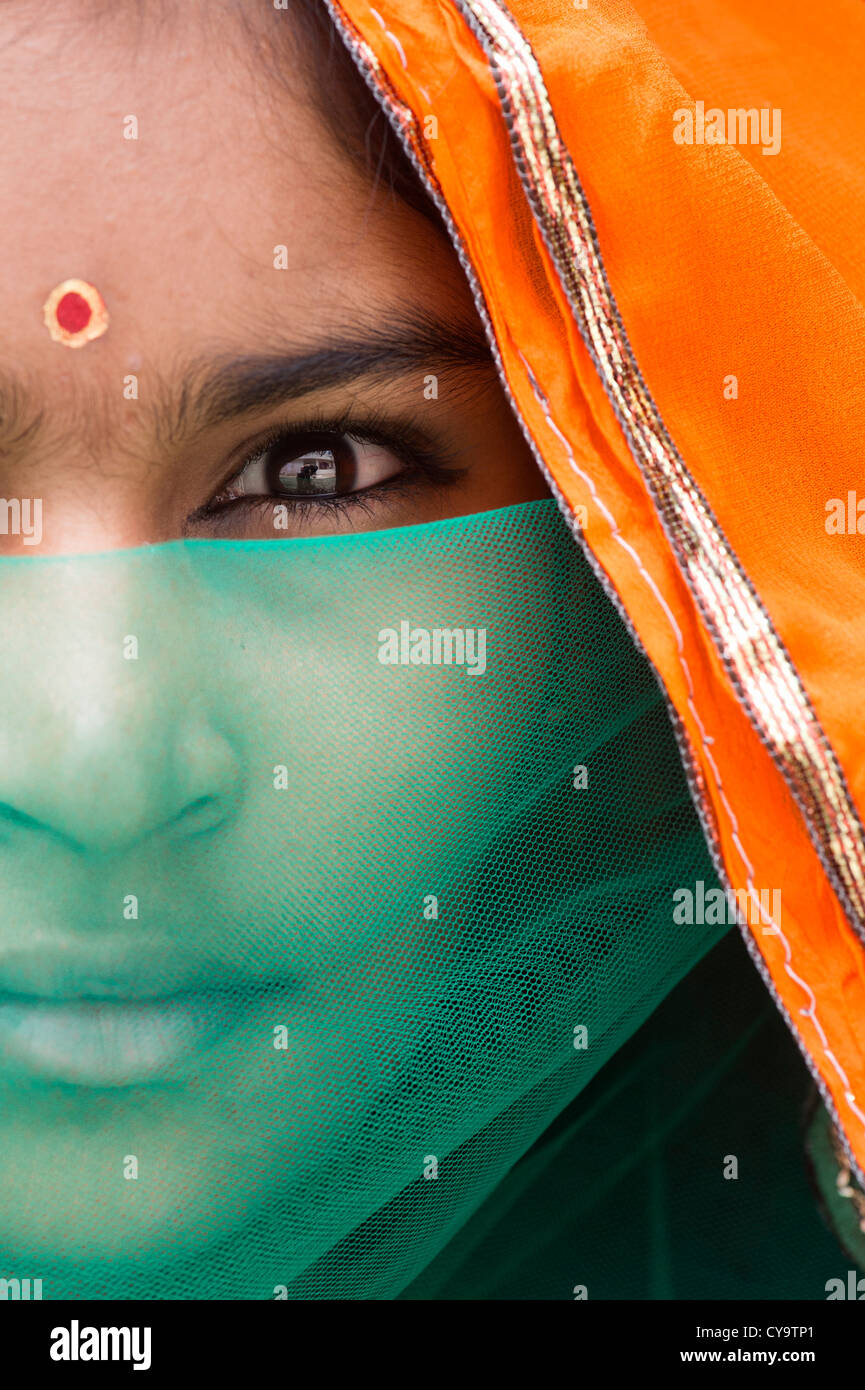 Indian girl behind a veil. Andhra Pradesh, India Stock Photo - Alamy
